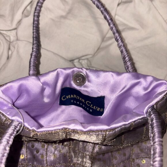 ✨ VINTAGE Charter Club Purple Quilted Sequin Mini Tote | Y2K Aesthetic Glam - Picture 2 of 2